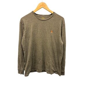 Polo Ralph Lauren Long Sleeve T-Shirt Men's Size S Brown Cotton Orange Pony Logo